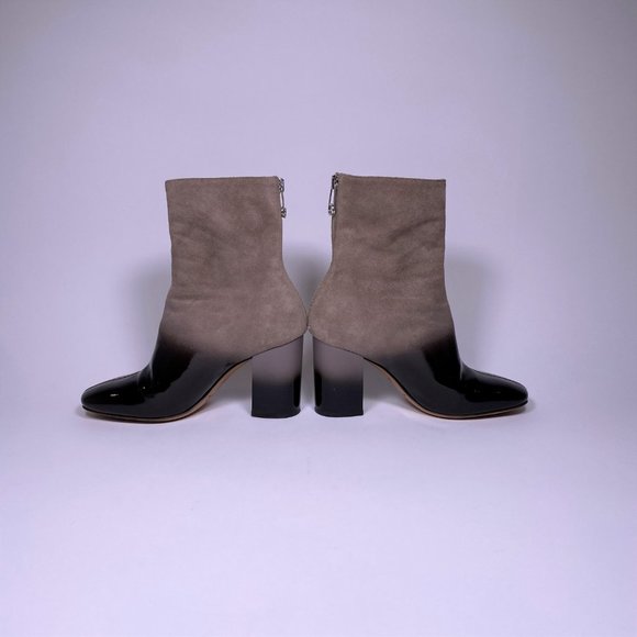MAISON MARGIELA Grey Suede Brown Patent Leather Ombre Booties - Picture 4 of 8